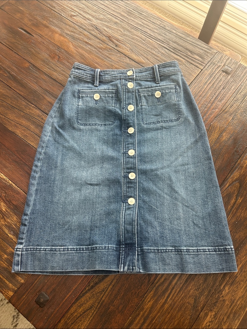 Talbots Medium Blue Denim Button-Front Pencil Skirt